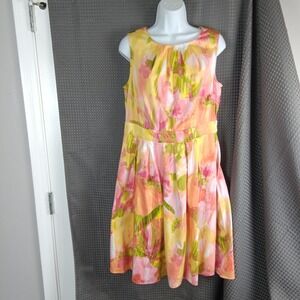 Jones New York Collection Women's Stretch Floral Print Sleeveless Dress Size 12